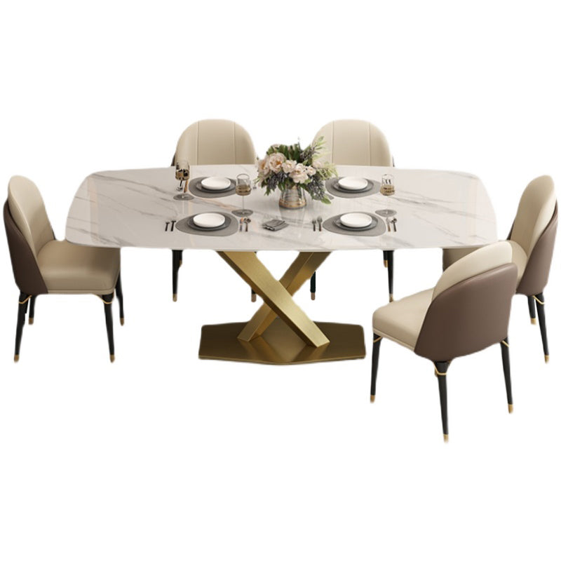 Metal Contemporary Rectangular Table Sintered Stone Table for Dining Room