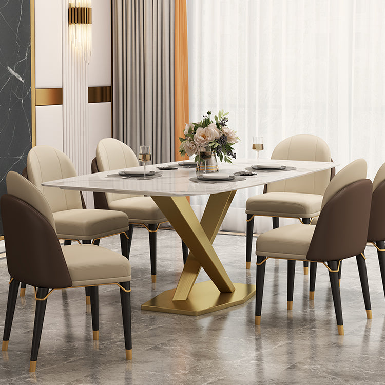 Metal Contemporary Rectangular Table Sintered Stone Table for Dining Room