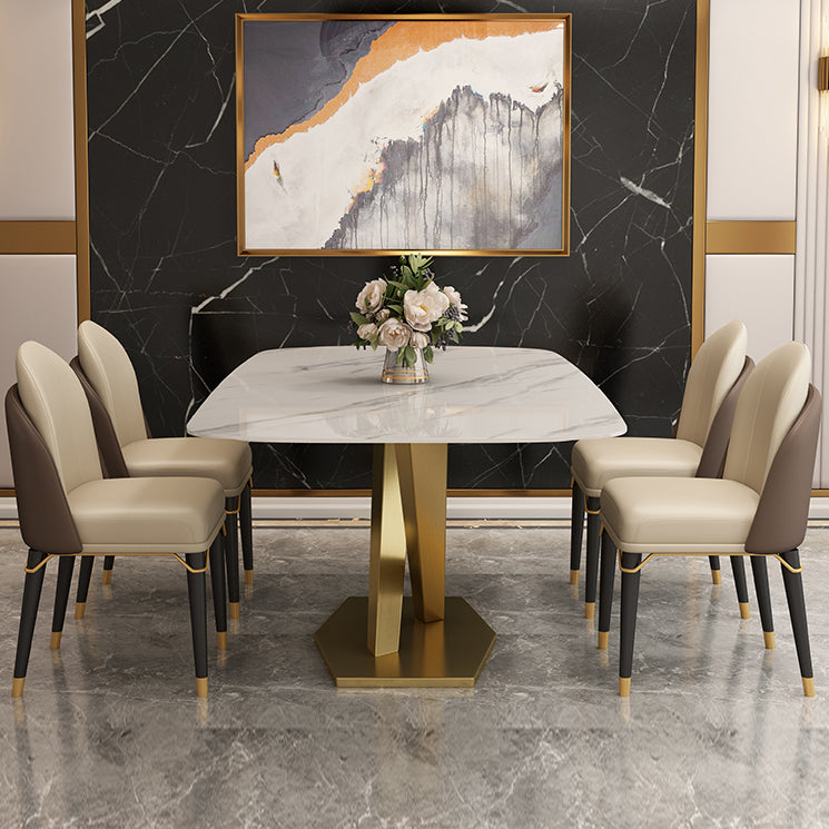 Metal Contemporary Rectangular Table Sintered Stone Table for Dining Room