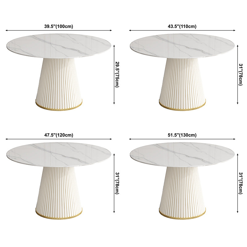 Stenen tafel in eigentijdse stijl, rond voetstuk, informele eettafel voor thuis