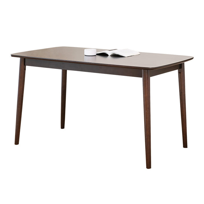 Mesa de comedor contemporánea Rectángulo de madera de goma de madera maciza 4 patas Mesa para el hogar