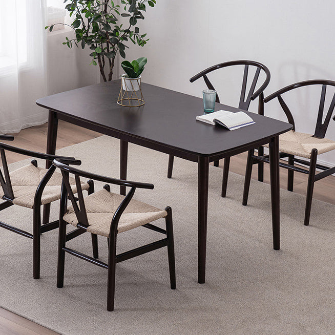 Mesa de comedor contemporánea Rectángulo de madera de goma de madera maciza 4 patas Mesa para el hogar