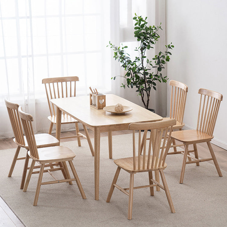Mesa de comedor contemporánea Rectángulo de madera de goma de madera maciza 4 patas Mesa para el hogar