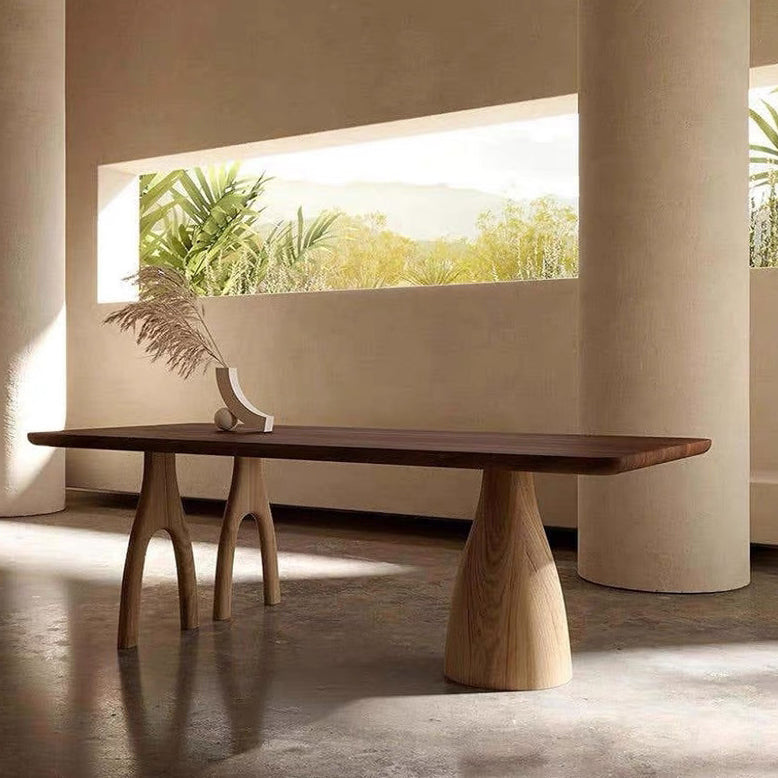 Rechthoek dennen vaste houten tafel moderne eettafel met 3 poten voor restaurant woonkamer