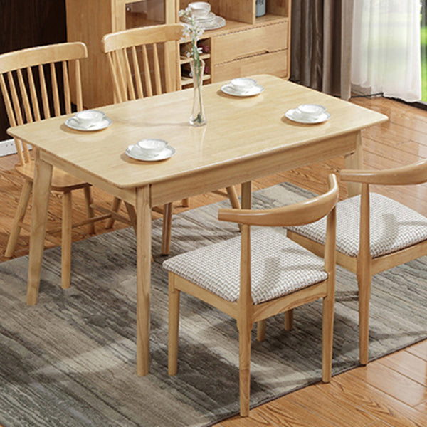 Mesa de comedor rectangular de madera de goma moderna mesa de madera maciza en color de madera