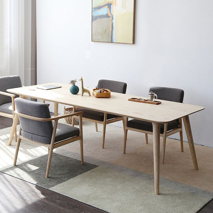 Rectangle Pine Solid Wood Table Modern Dining Table with 4 Legs for Restaurant