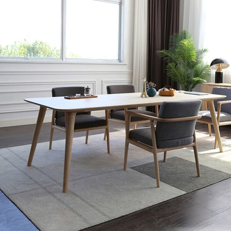 Rectangle Pine Solid Wood Table Modern Dining Table with 4 Legs for Restaurant