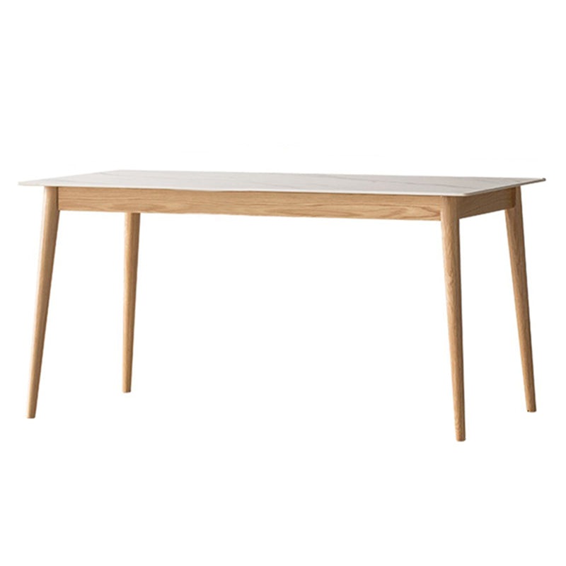 Mesa de comedor de piedra sinterizada moderna Mesa rectangular con madera maciza de cuatro patas