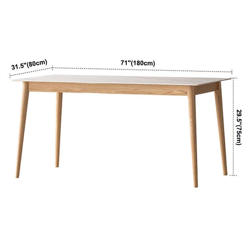 Mesa de comedor de piedra sinterizada moderna Mesa rectangular con madera maciza de cuatro patas