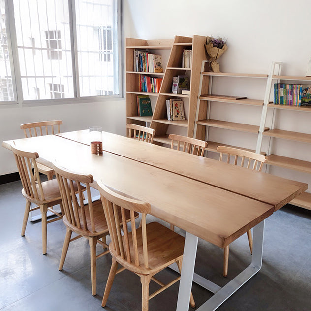 Tavolo da pranzo a forma di rettangolo in legno minimalista tavolo da pranzo standard con base di cavalletto