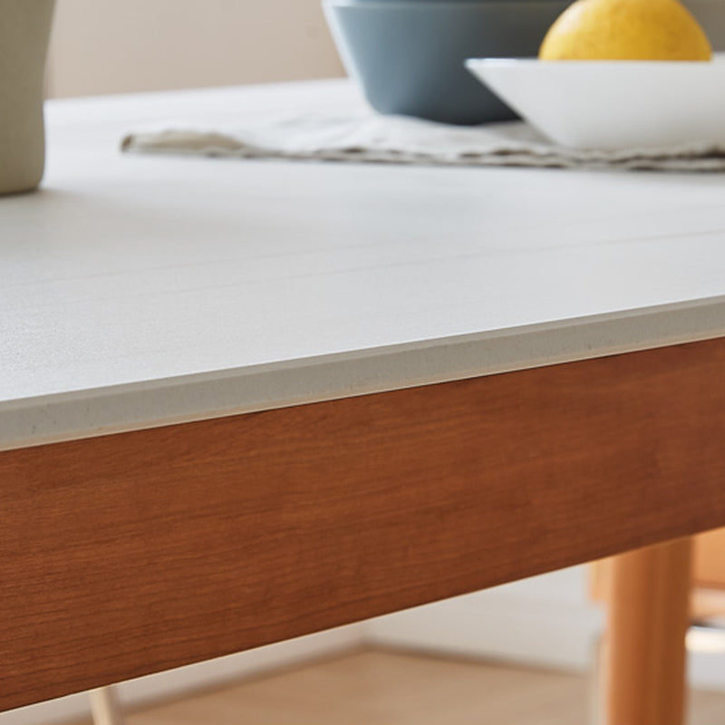 Sintered Stone Top Dining Table Rectangle Table with Wooden Base and 4 Legs