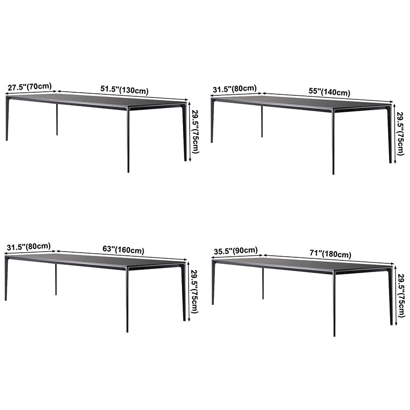 Simplicity Sintered Stone Dining Table Rectangular Table with Metallic Four-leg