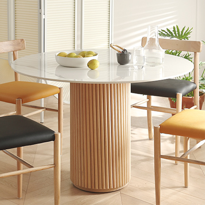 Solid Wood Pedestal Dining Site Table Simplicity Style Round Dinette Table