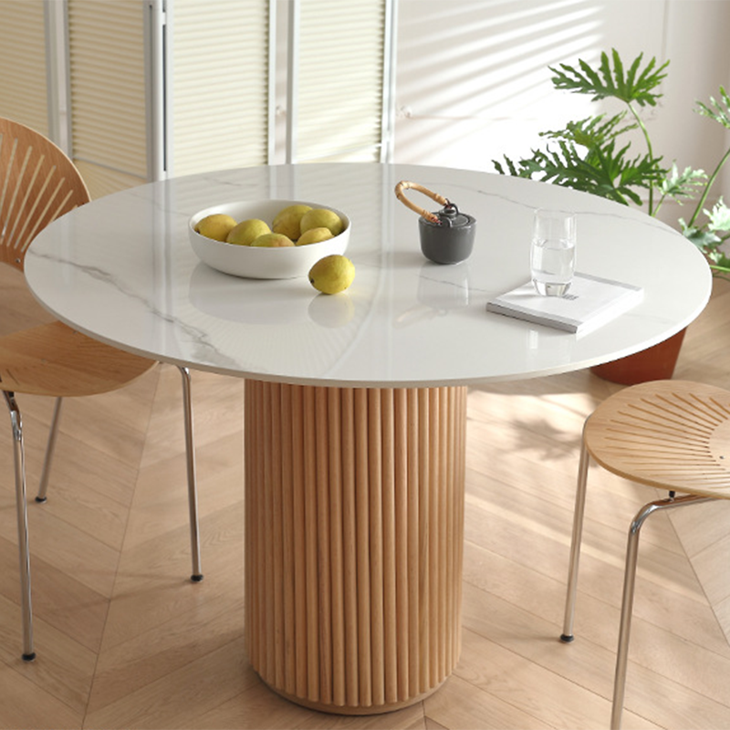 Solid Wood Pedestal Dining Site Table Simplicity Style Round Dinette Table