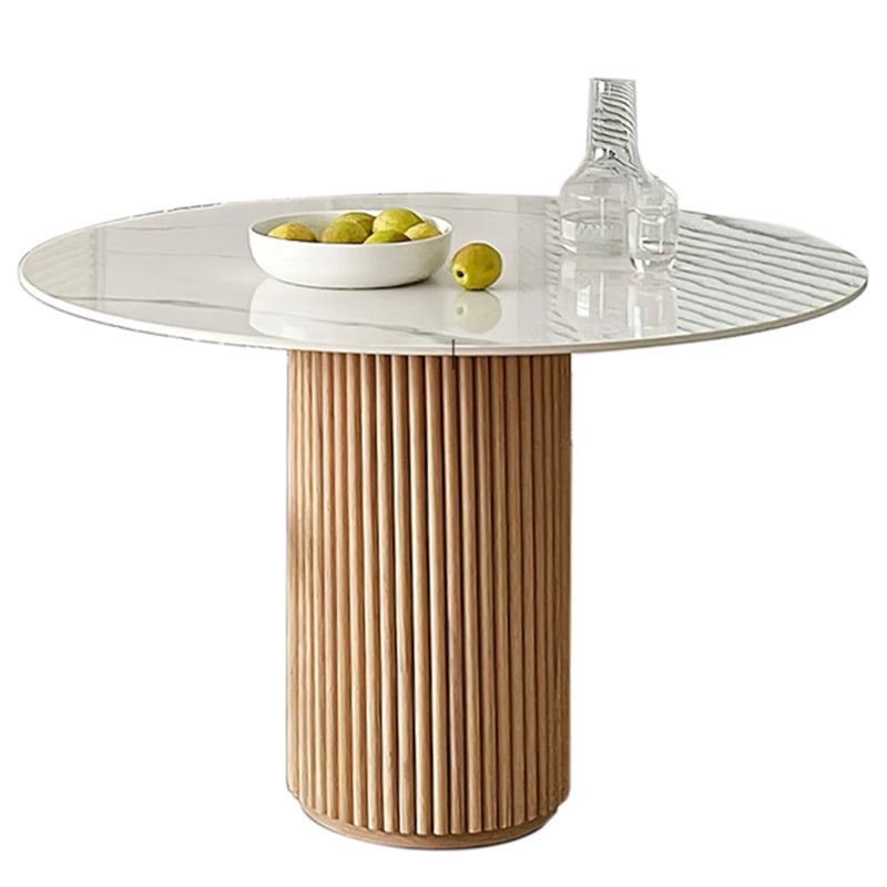 Solid Wood Pedestal Dining Site Table Simplicity Style Round Dinette Table