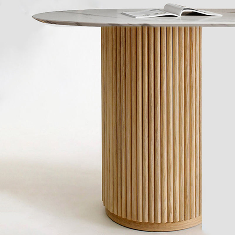 Solid Wood Pedestal Dining Site Table Simplicity Style Round Dinette Table