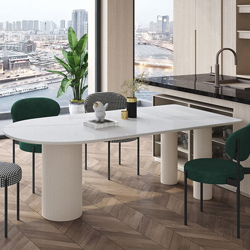 Metal Contemporary Free Form Dining Table Marble Top Table for Dining Room and Kitchen