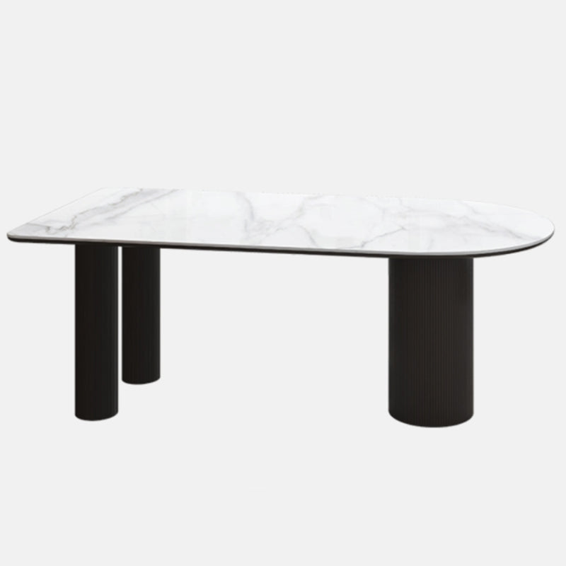 Metal Contemporary Free Form Dining Table Marble Top Table for Dining Room and Kitchen