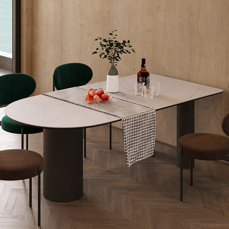 Metal Contemporary Free Form Dining Table Marble Top Table for Dining Room and Kitchen