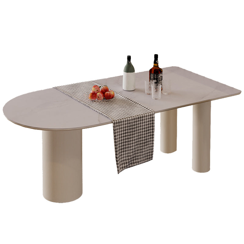 Metal Contemporary Free Form Dining Table Marble Top Table for Dining Room and Kitchen