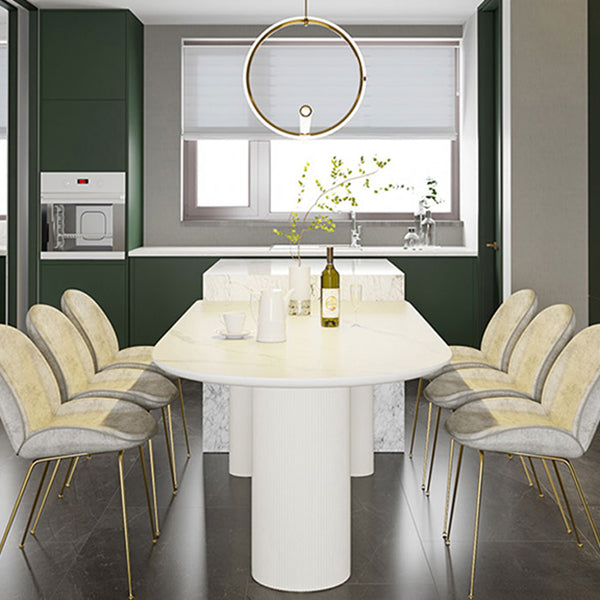 Metal Contemporary Free Form Dining Table Marble Top Table for Dining Room and Kitchen
