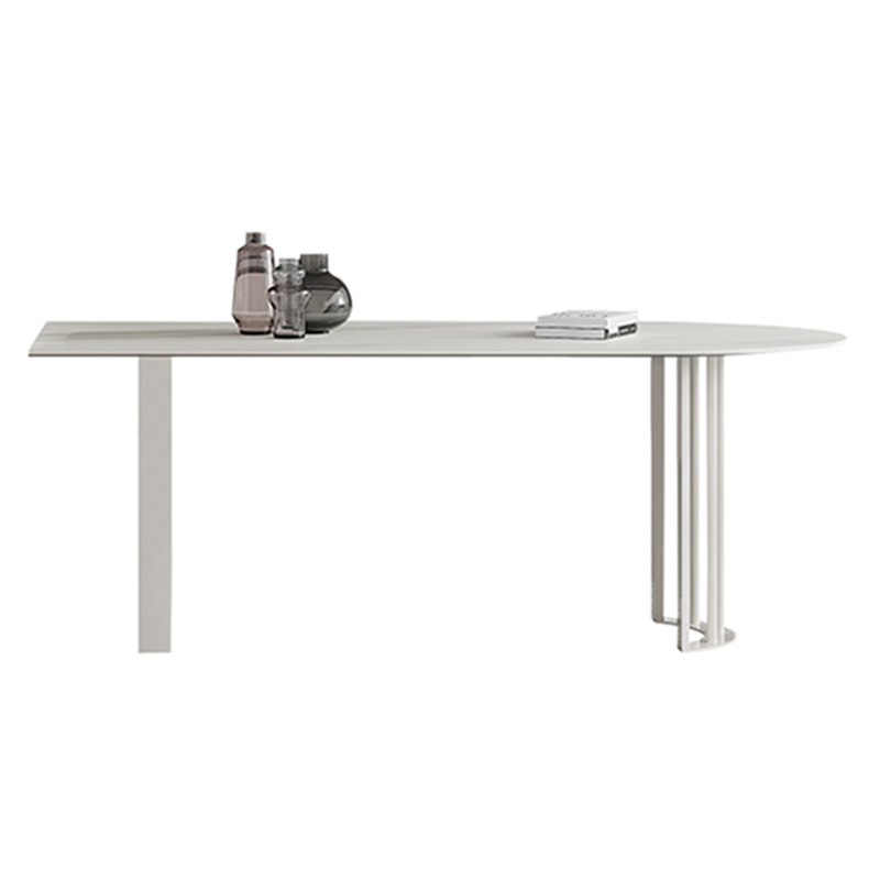 Onregelmatige eettafel van gesinterd steen Moderne eilandtafel met wit/zwart dubbel voetstuk