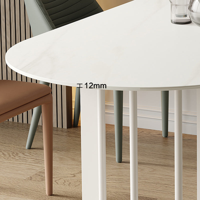 Onregelmatige eettafel van gesinterd steen Moderne eilandtafel met wit/zwart dubbel voetstuk