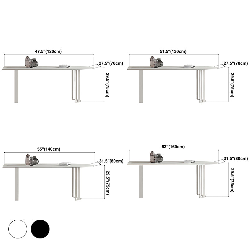 Onregelmatige eettafel van gesinterd steen Moderne eilandtafel met wit/zwart dubbel voetstuk