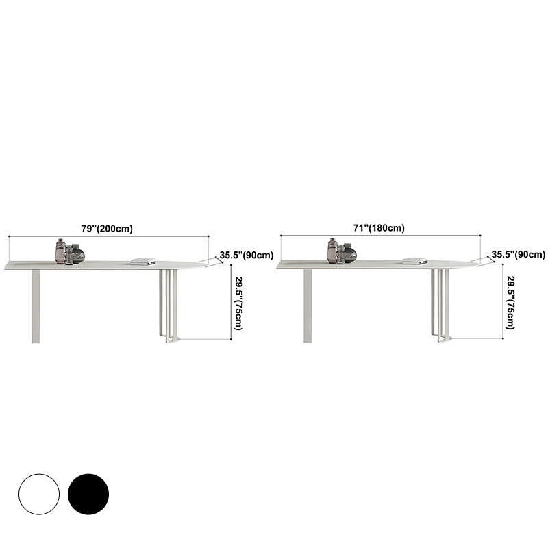 Onregelmatige eettafel van gesinterd steen Moderne eilandtafel met wit/zwart dubbel voetstuk