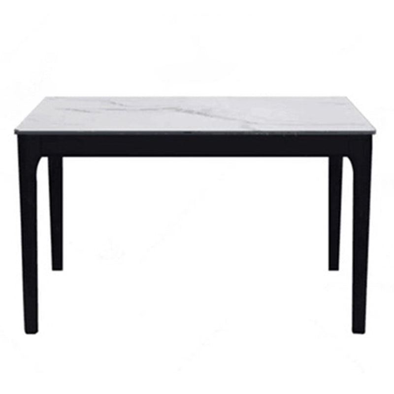 Modern Sintered Stone Dining Table Rectangular Table with Wood Four-leg