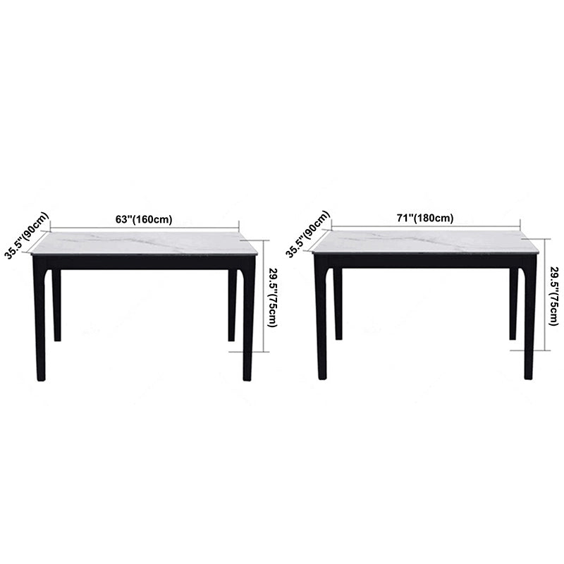 Modern Sintered Stone Dining Table Rectangular Table with Wood Four-leg