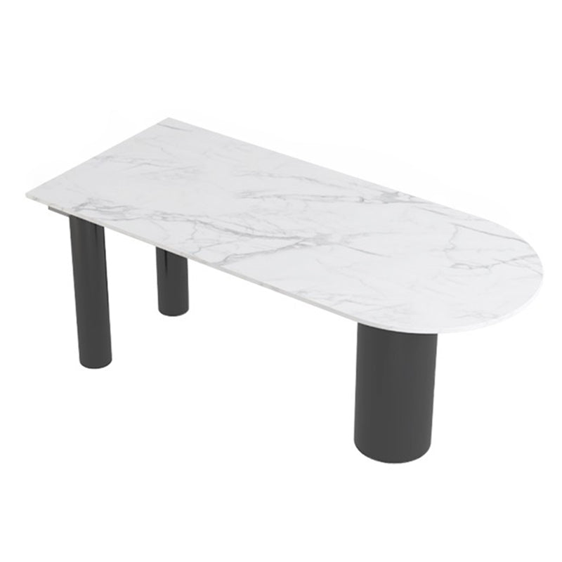 Mesa de piedra sinterizada de forma libre de metal moderno para comedor y cocina