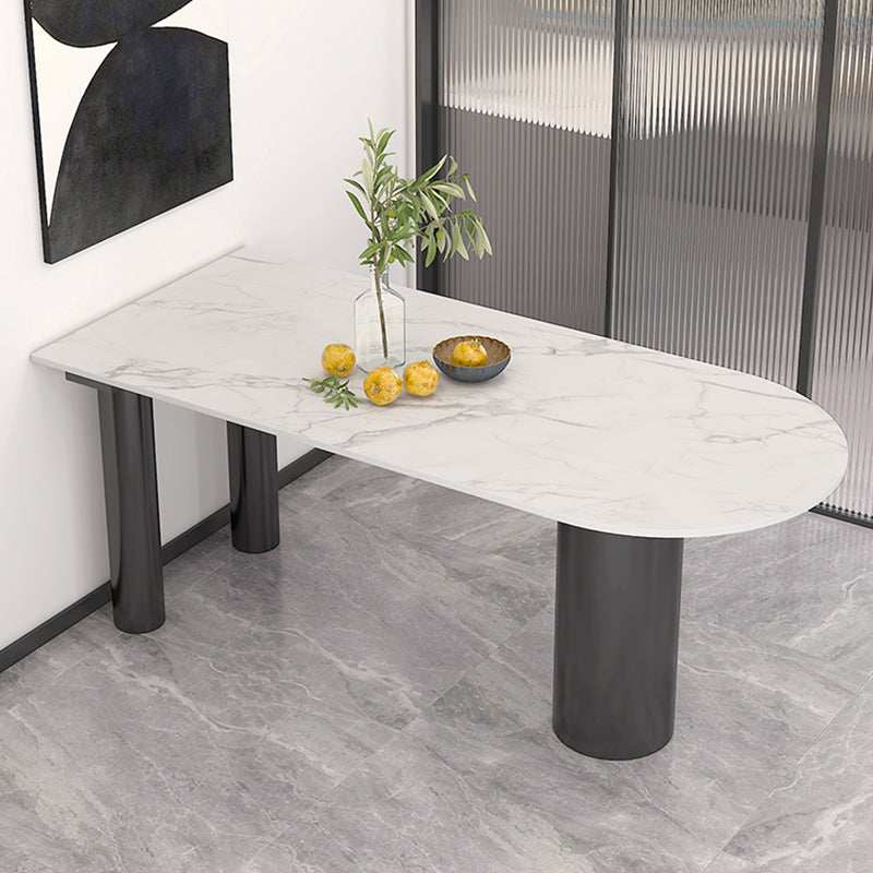 Mesa de piedra sinterizada de forma libre de metal moderno para comedor y cocina