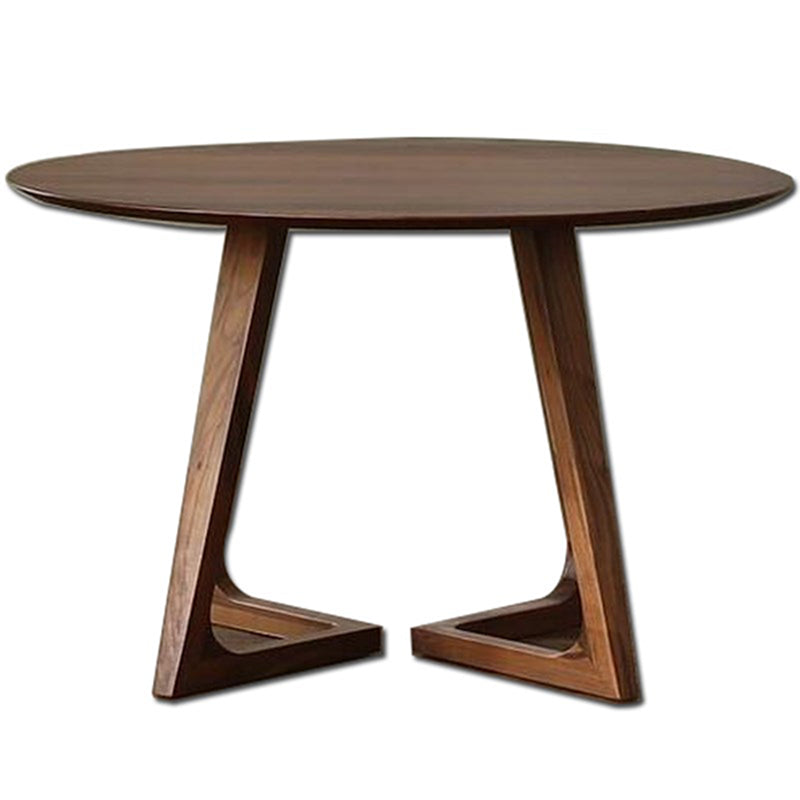 Contemporary Style Round Solid Wood Table Sled Base Dining Table for Home