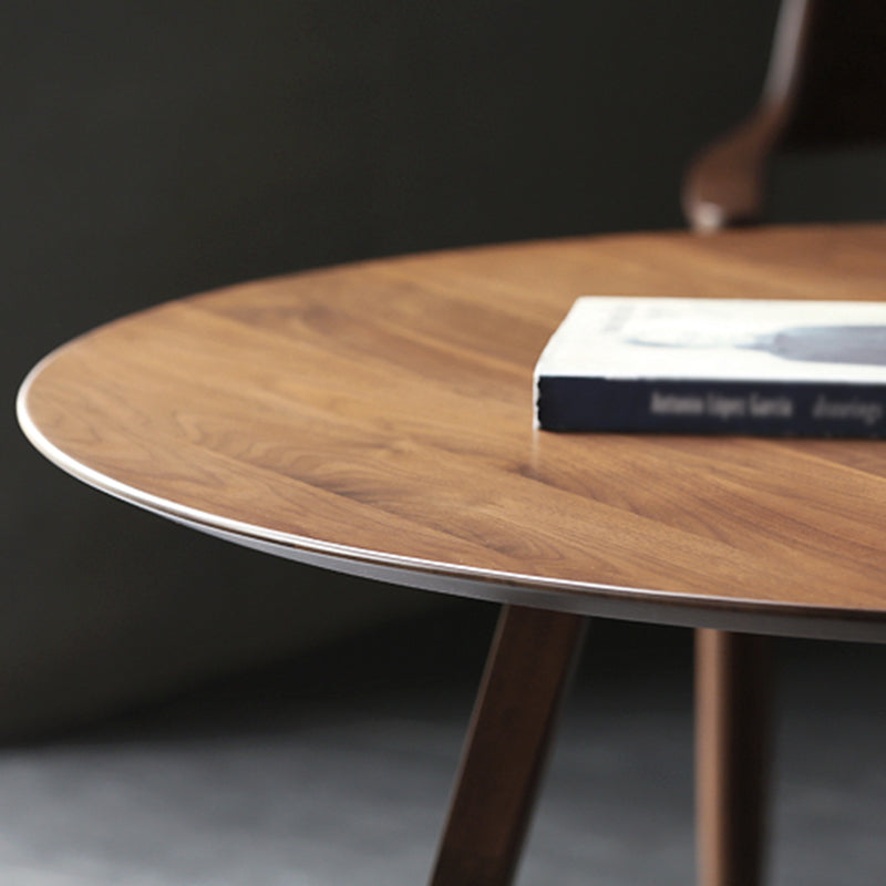 Contemporary Style Round Solid Wood Table Sled Base Dining Table for Home