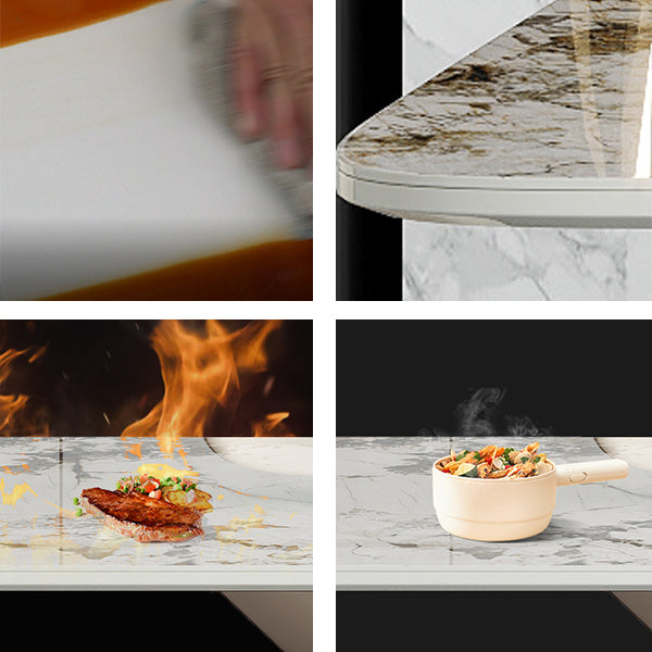 Metaal eigentijdse rechthoekige eettafel gesinterde stenen tafel voor eetkamer en keuken
