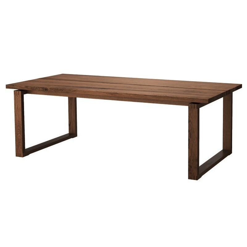 Minimalist Kitchen Standard Dining Table Solid Wood Rectangle Dining Table with Double Pedestal