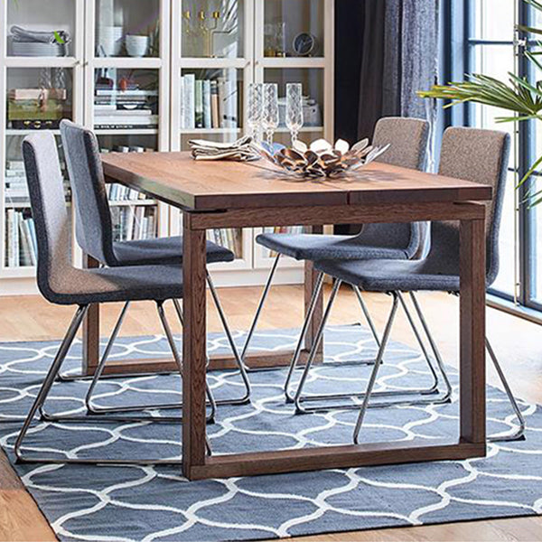 Minimalist Kitchen Standard Dining Table Solid Wood Rectangle Dining Table with Double Pedestal