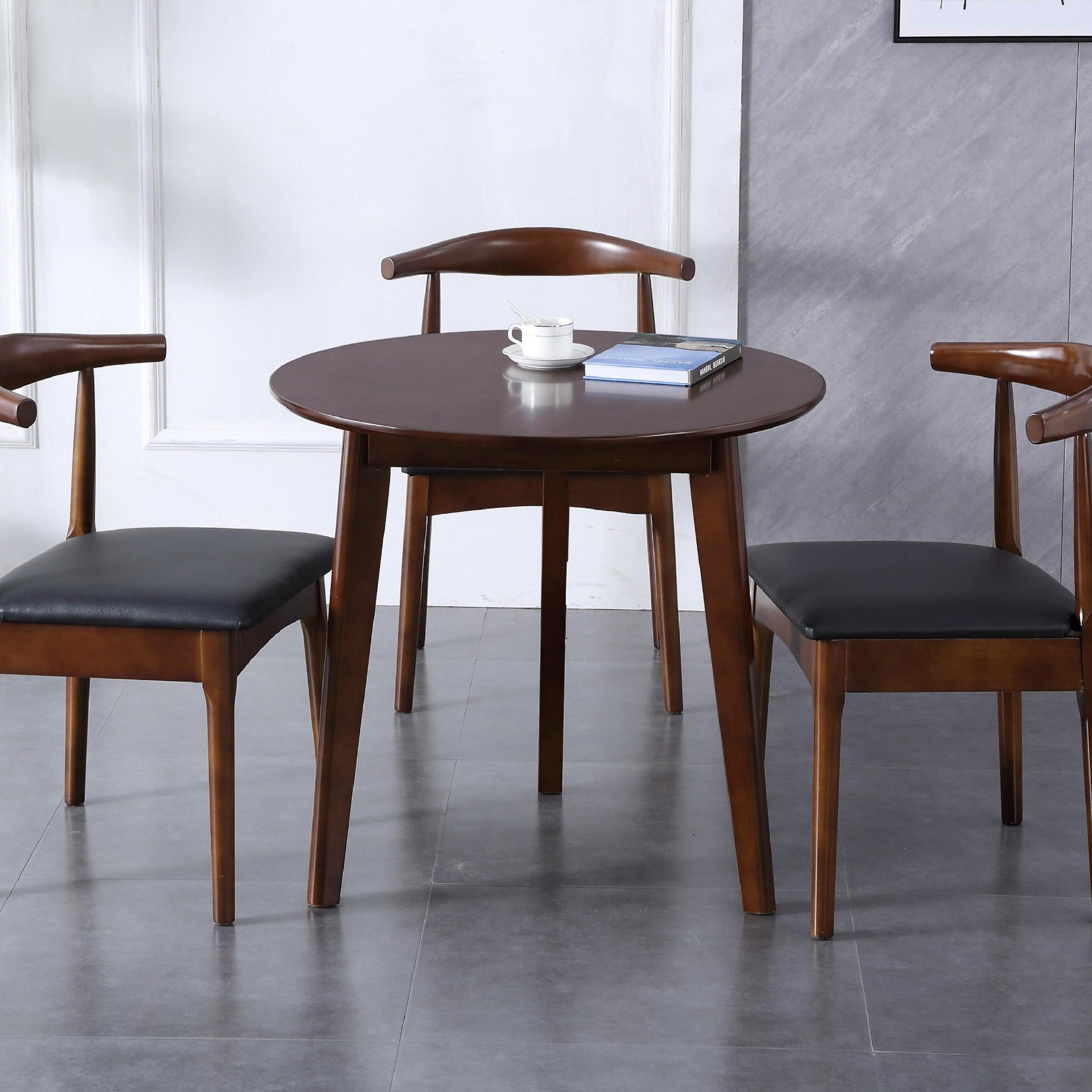Mesa de comedor de madera maciza de estilo moderno con 3 patas para uso en el hogar
