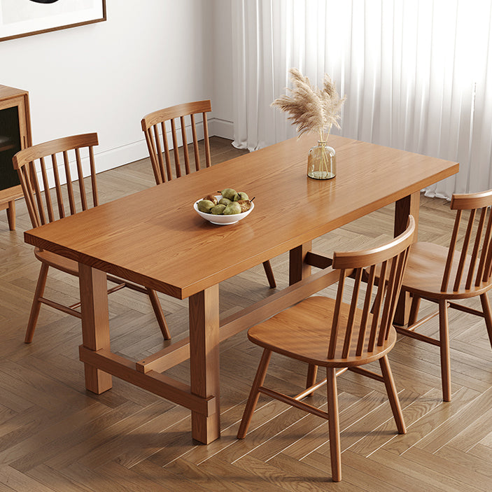 Tavolo da pranzo standard a forma di rettangolo contemporaneo tavolo da pranzo in legno massiccio con base di cavalletto