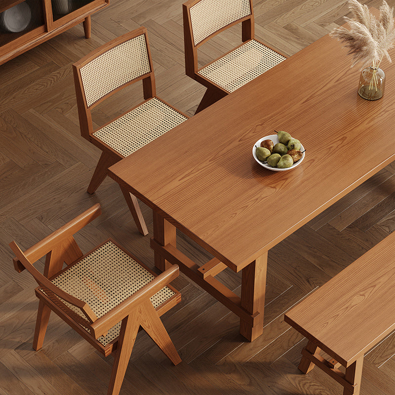 Tavolo da pranzo standard a forma di rettangolo contemporaneo tavolo da pranzo in legno massiccio con base di cavalletto