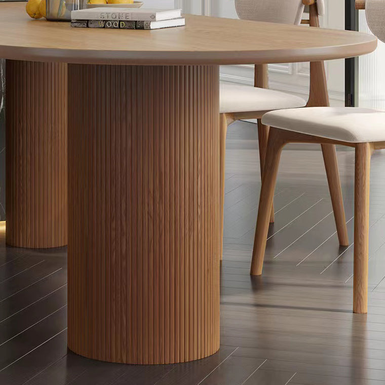 Forma gratis Mesa de comedor de tono marrón de madera maciza Mesa de 3 patas moderna para comedor para comedor
