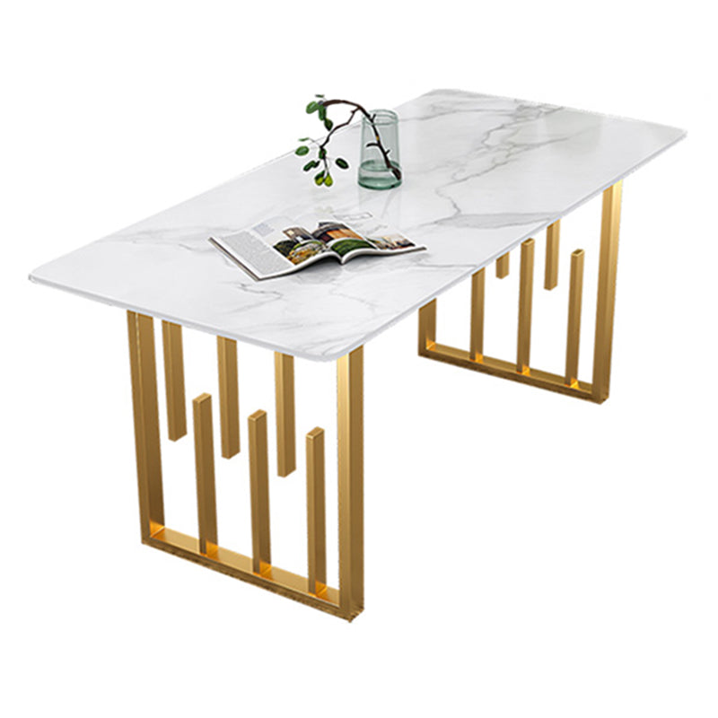 Contemporary Dining Table Sintered Stone Dining Table with Double Pedestal for Home Kitchen Dinner