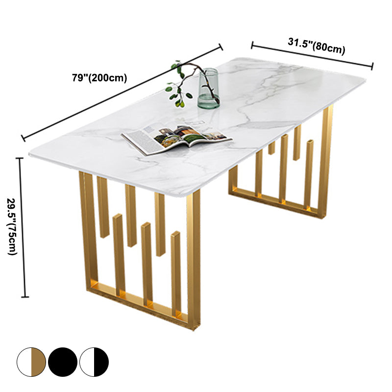Contemporary Dining Table Sintered Stone Dining Table with Double Pedestal for Home Kitchen Dinner