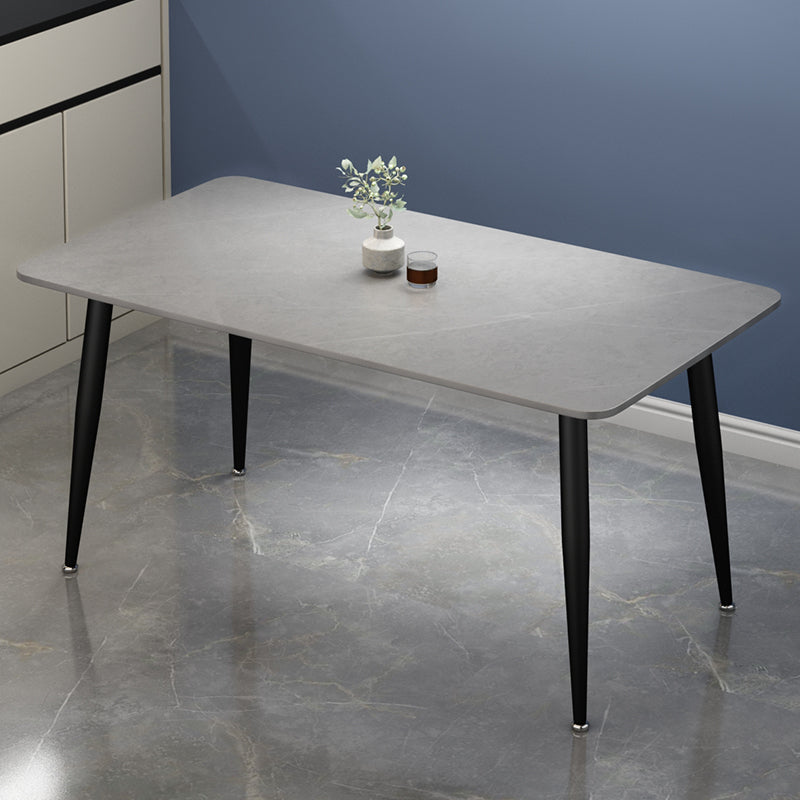 Rectangle Sintered Stone Two-Color Dining Table Simplicity 4 Legs Table for Dining Room