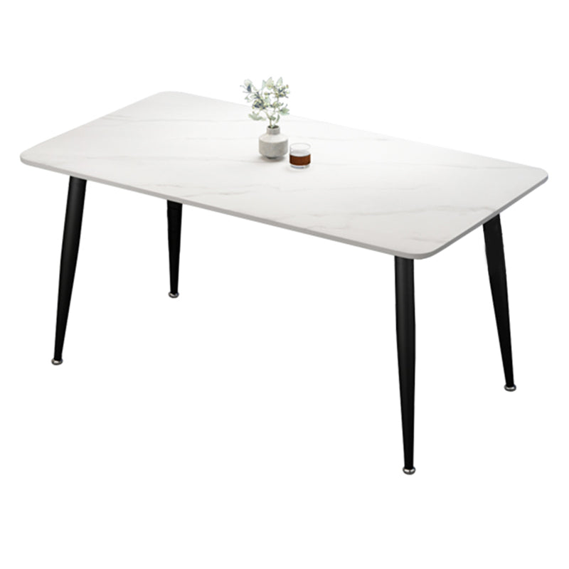 Rectangle Sintered Stone Two-Color Dining Table Simplicity 4 Legs Table for Dining Room