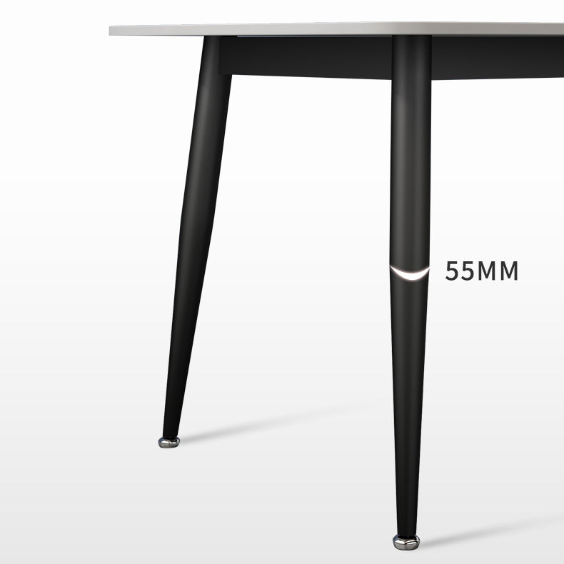 Rectangle Sintered Stone Two-Color Dining Table Simplicity 4 Legs Table for Dining Room