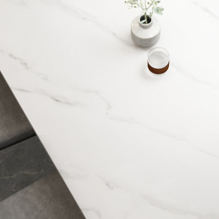 Rectangle Sintered Stone Two-Color Dining Table Simplicity 4 Legs Table for Dining Room