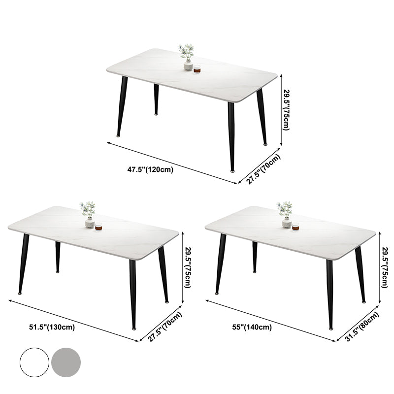 Rectangle Sintered Stone Two-Color Dining Table Simplicity 4 Legs Table for Dining Room