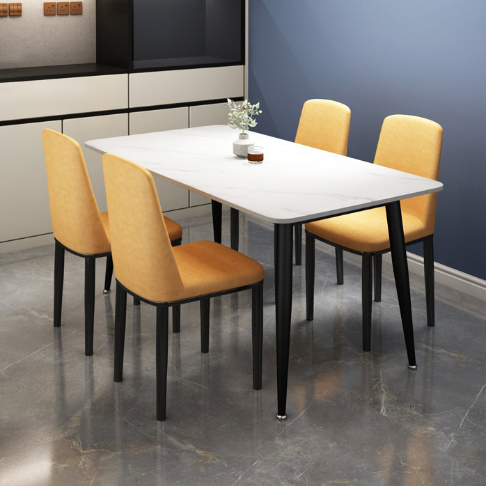 Rectangle Sintered Stone Two-Color Dining Table Simplicity 4 Legs Table for Dining Room